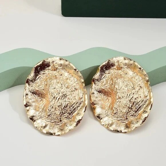 Zara Gold Iced Diamond in a Raw Big Fan Drop Suns Dangle Floral Pin Earrings - Picture 5 of 16